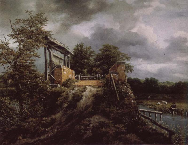 Jacob van Ruisdael Brick Bridge with a Sluice china oil painting image